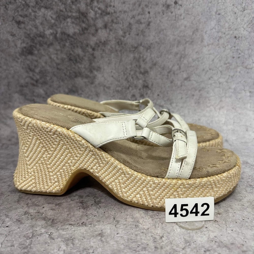 Lower East Side Y2K Wedge Sandals Women 6 White Strappy Espadrille Platform